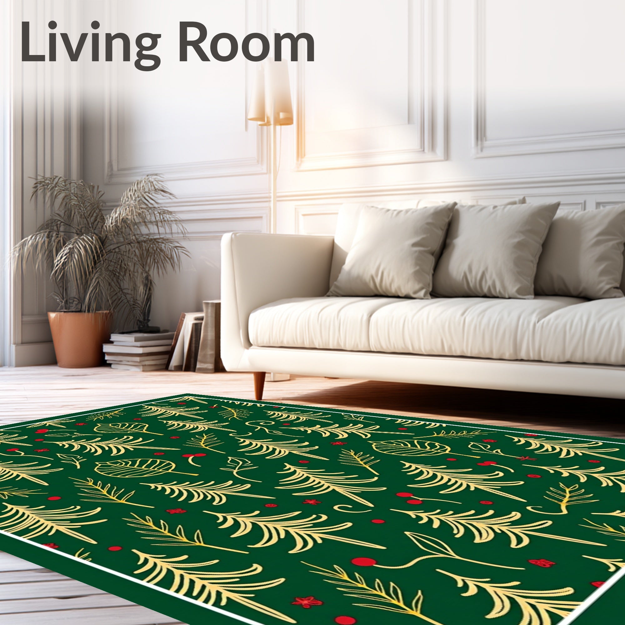 Golden Pine Trees Berry Foliage Rug