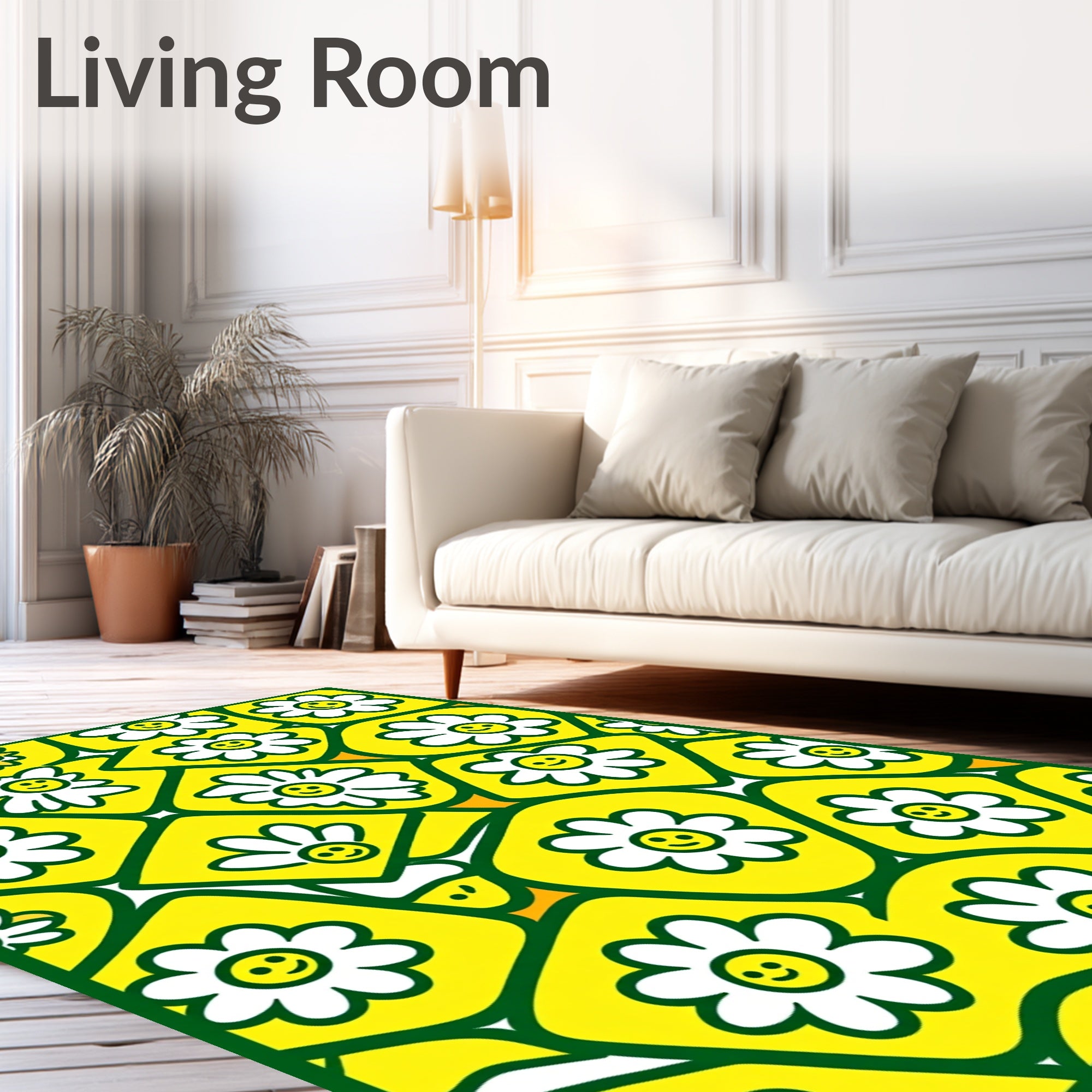 Happy Yellow Daisy Mosaic Rug