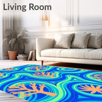 Oceanic Coral Swirls Blue Green Rug