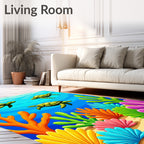 Three Green Turtles Coral Reef Wonder Rug
