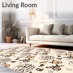 Playful Beige Character Collage Rug