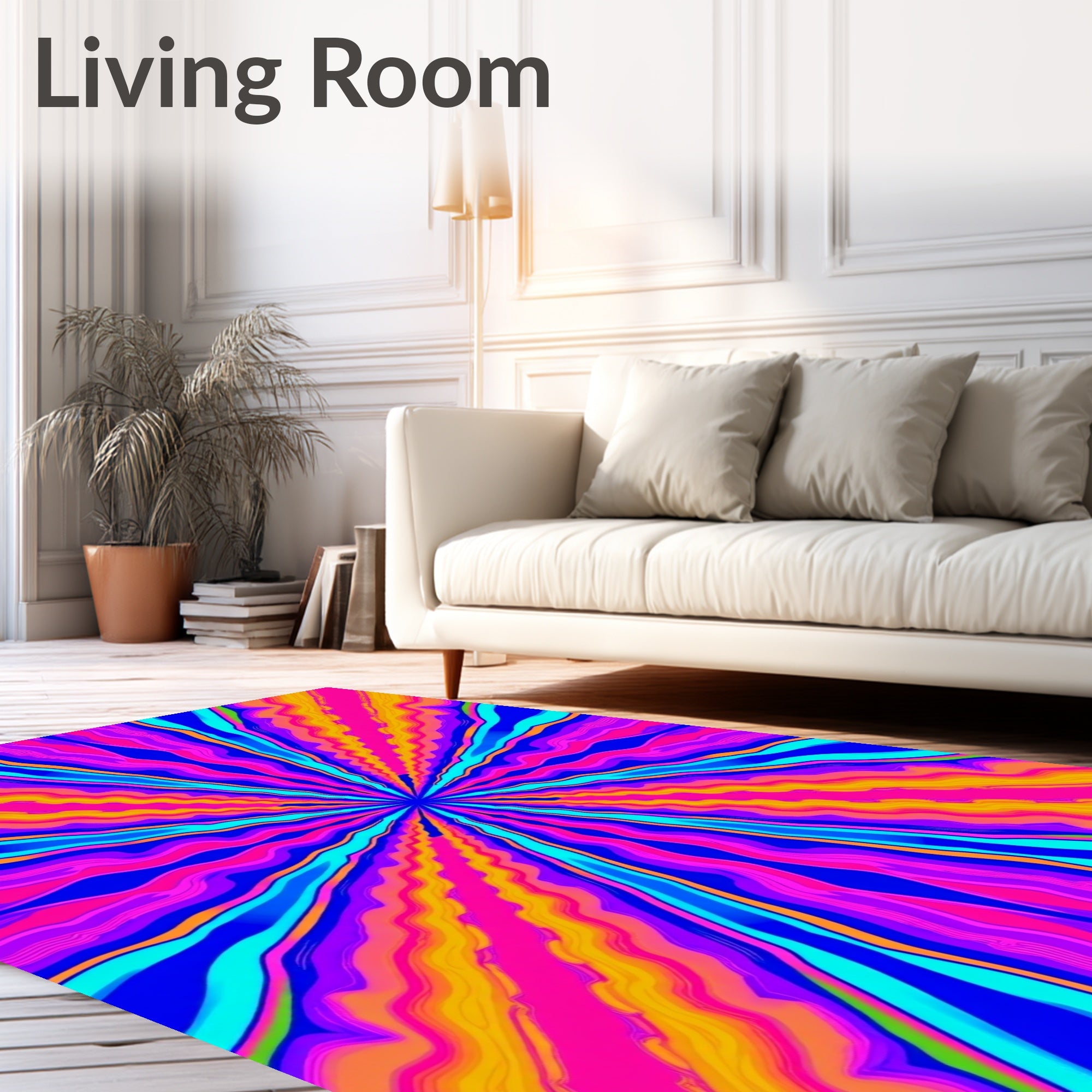 Vibrant Electric Radial Stripe Rug