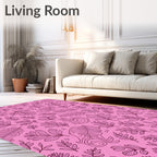 Pink Botanical Line Art Rug
