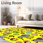 Playful Animals and Numbers Yellow Rug