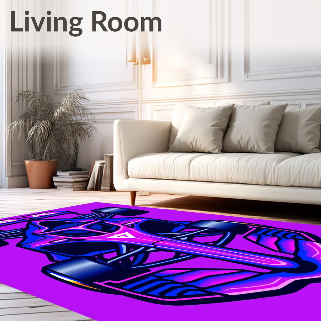 Vibrant Pink Blue Formula Racer Rug