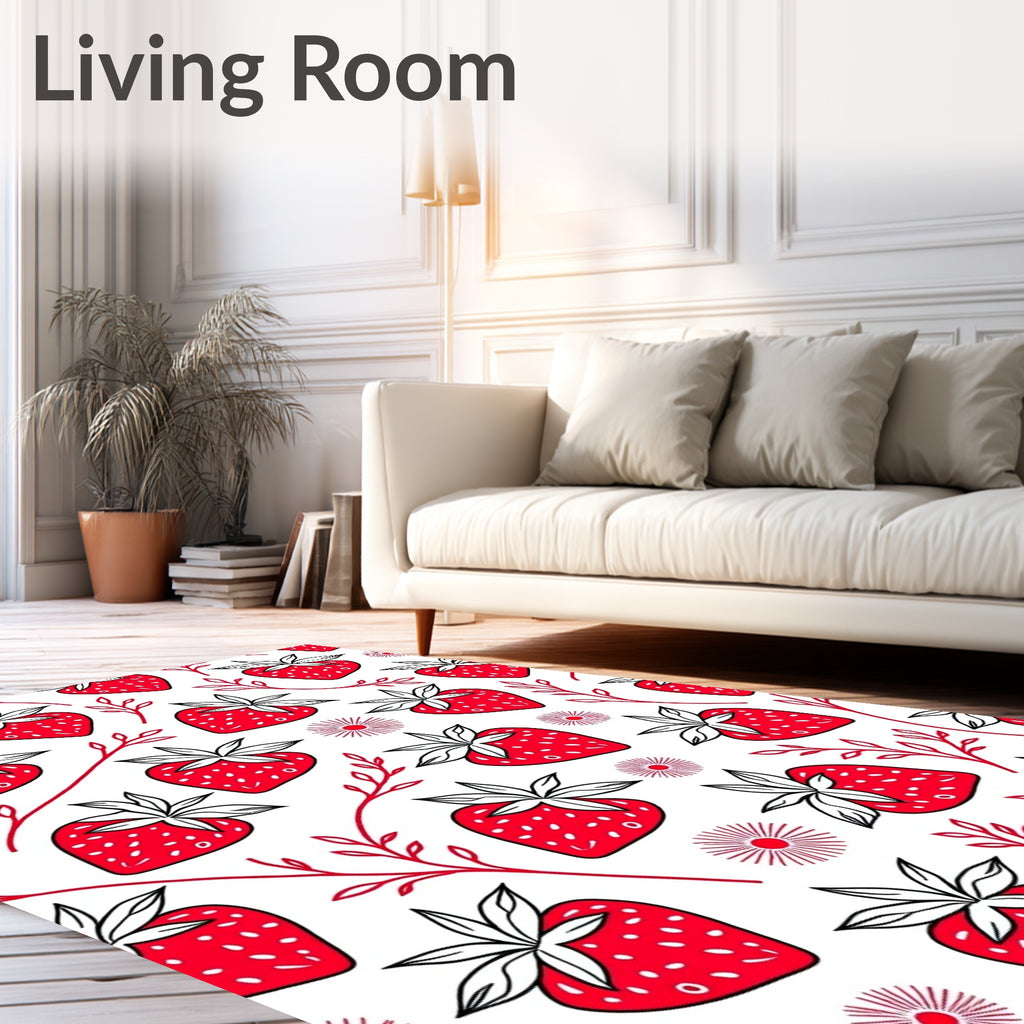 Crimson Strawberry Twig Burst Rug