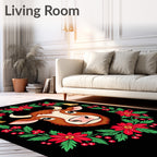 Whimsical Bull Floral Bell Wreath Rug