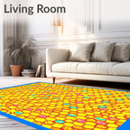 Vibrant Yellow Hexagonal Alphabet Rug