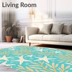 Coral Starfish Seaweed Aqua Rug