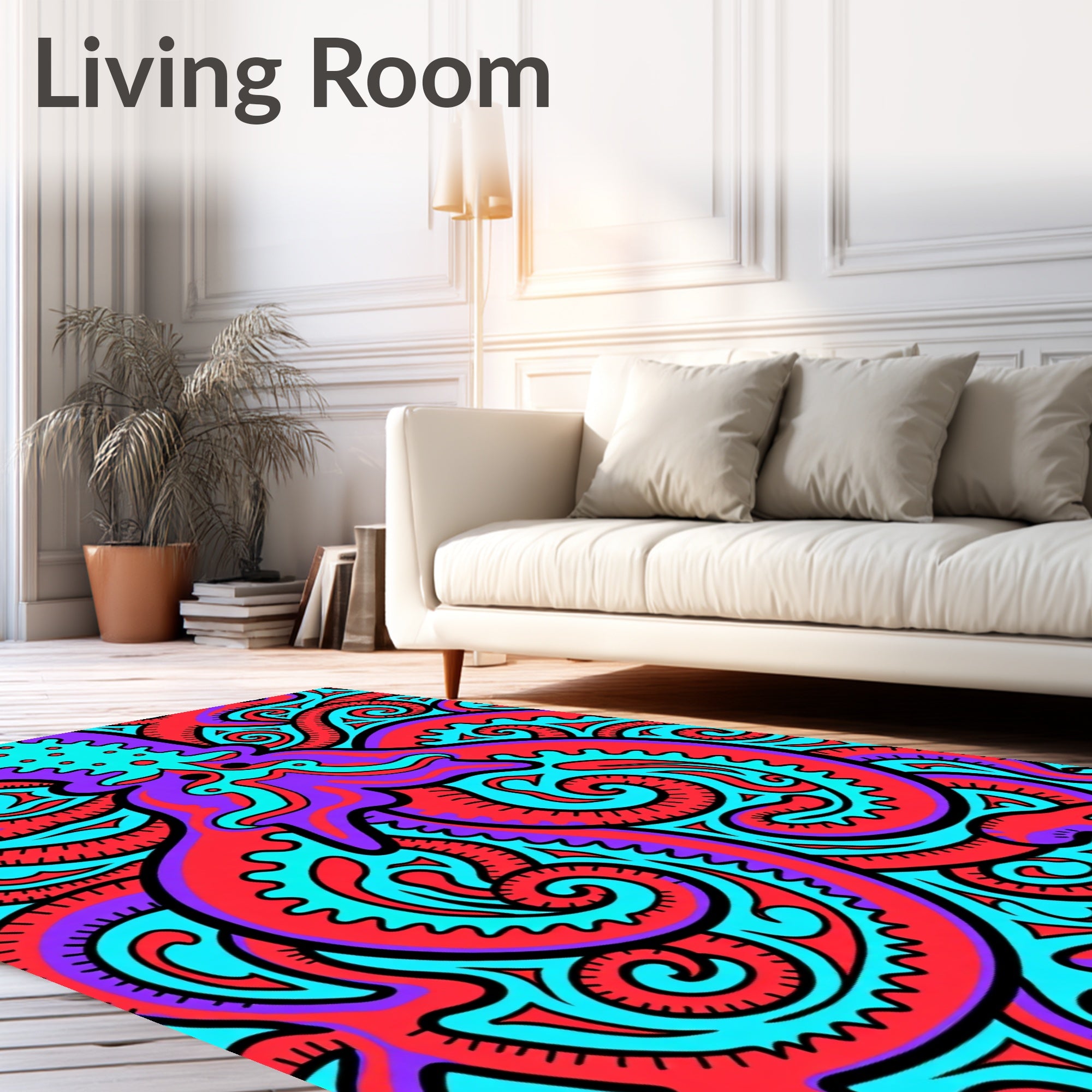 Vibrant Purple Octopus Swirls Rug
