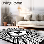 Monochromatic Soccer Ball Sunburst Rug