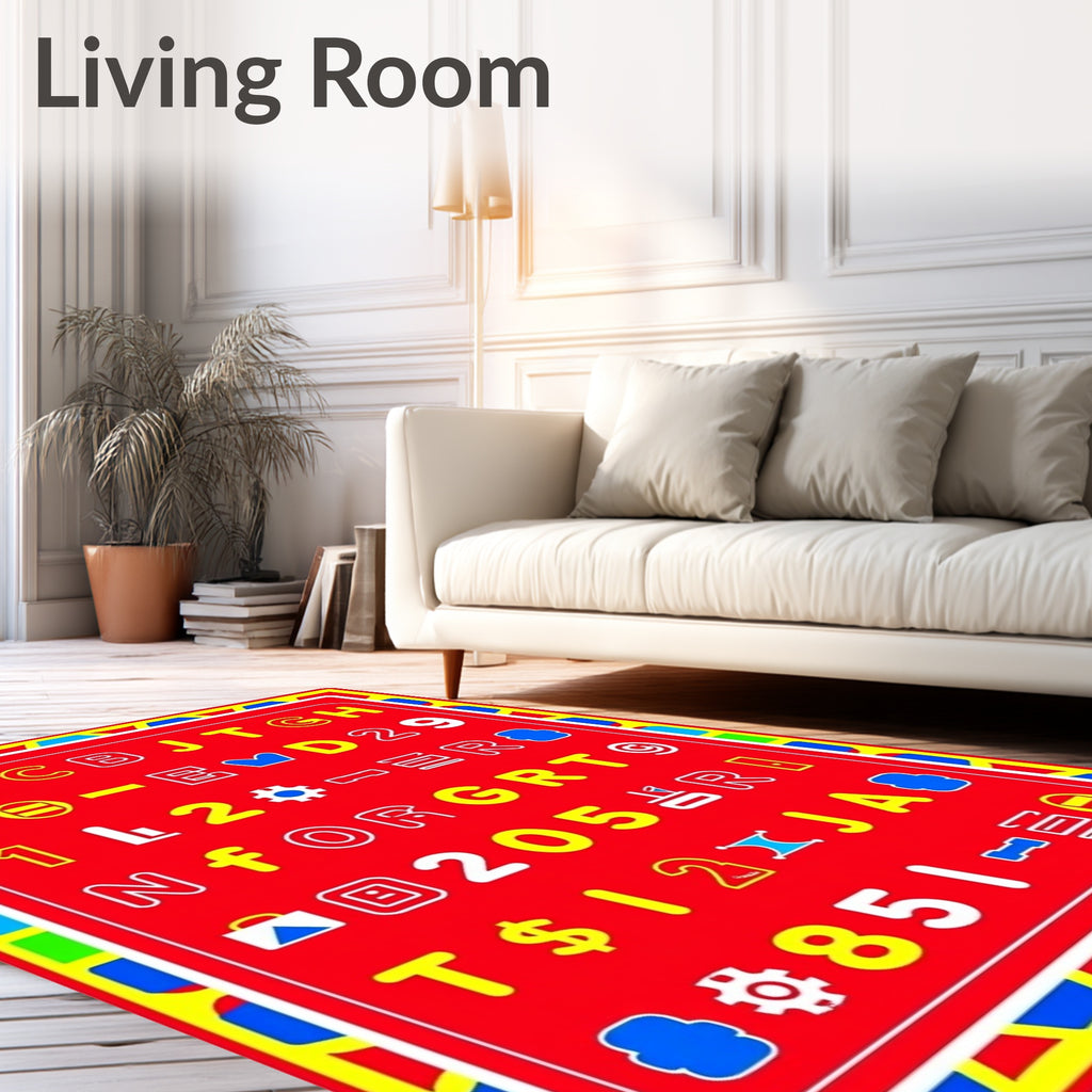 Alphabetical Numeric Bold Primary Colors Rug