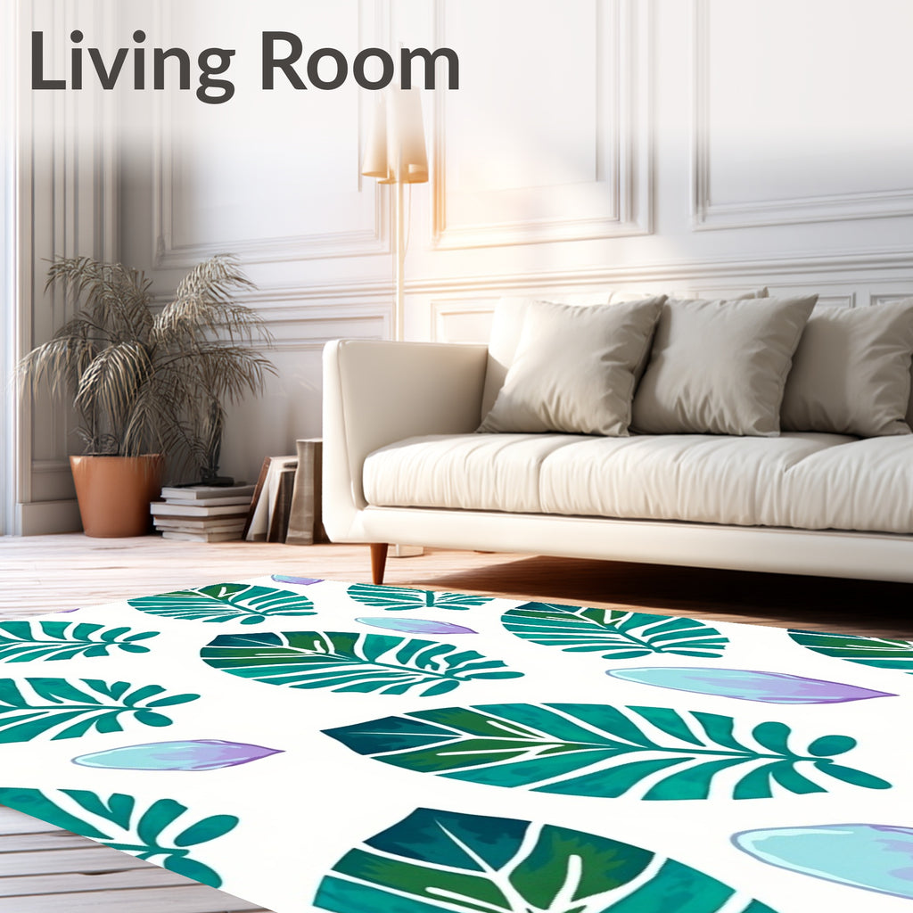 Emerald Teal Leafy Orchid Petal Rug
