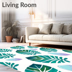 Emerald Teal Leafy Orchid Petal Rug