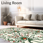 Whimsical Red Floral Ribbon Vines Rug