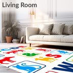 Playful Alphabet Animals Color Splash Rug