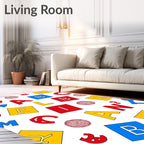 Primary Color Alphabet Collage Rug