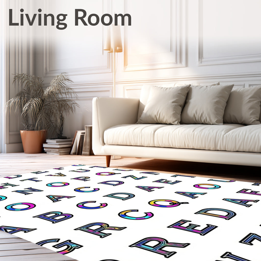 Vibrant Alphabet Gradient Block Rug