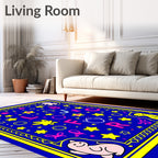 Blue Cosmic Alphabet Star Medallion Rug