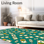 Golden Money Bags Dollar Bills Teal Rug
