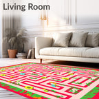 Whimsical Garden Maze Butterflies and Flowers Rug