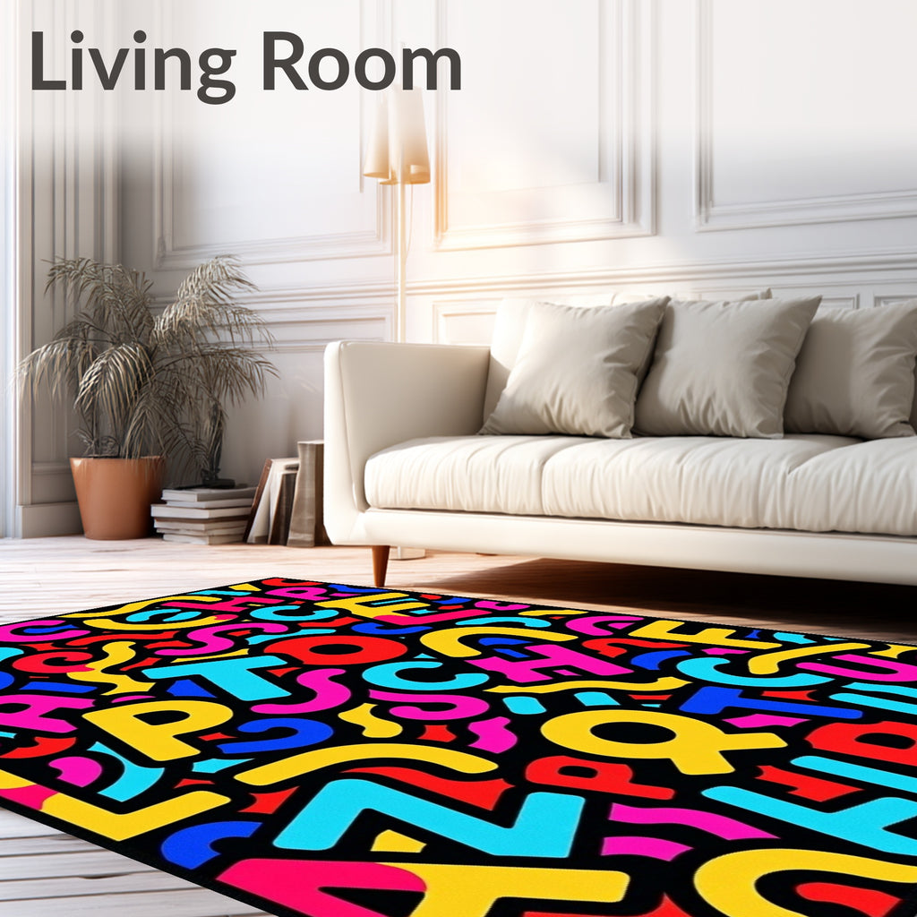 Vibrant Alphabet Collage Fun Rug