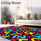 Vibrant Alphabet Collage Fun Rug
