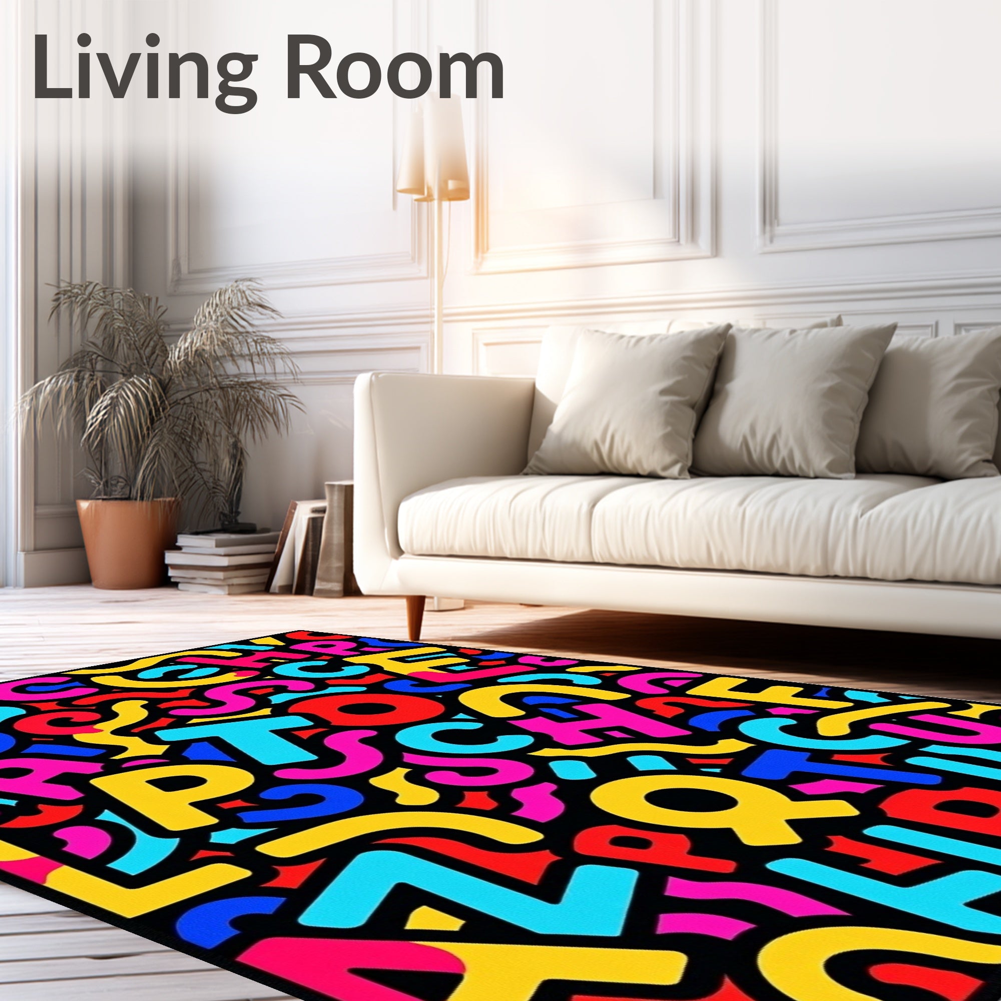 Vibrant Alphabet Collage Fun Rug
