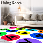 Alphabet Circles Vibrant Primary Colors Rug
