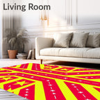 Bold Yellow Red Starburst Rays Rug