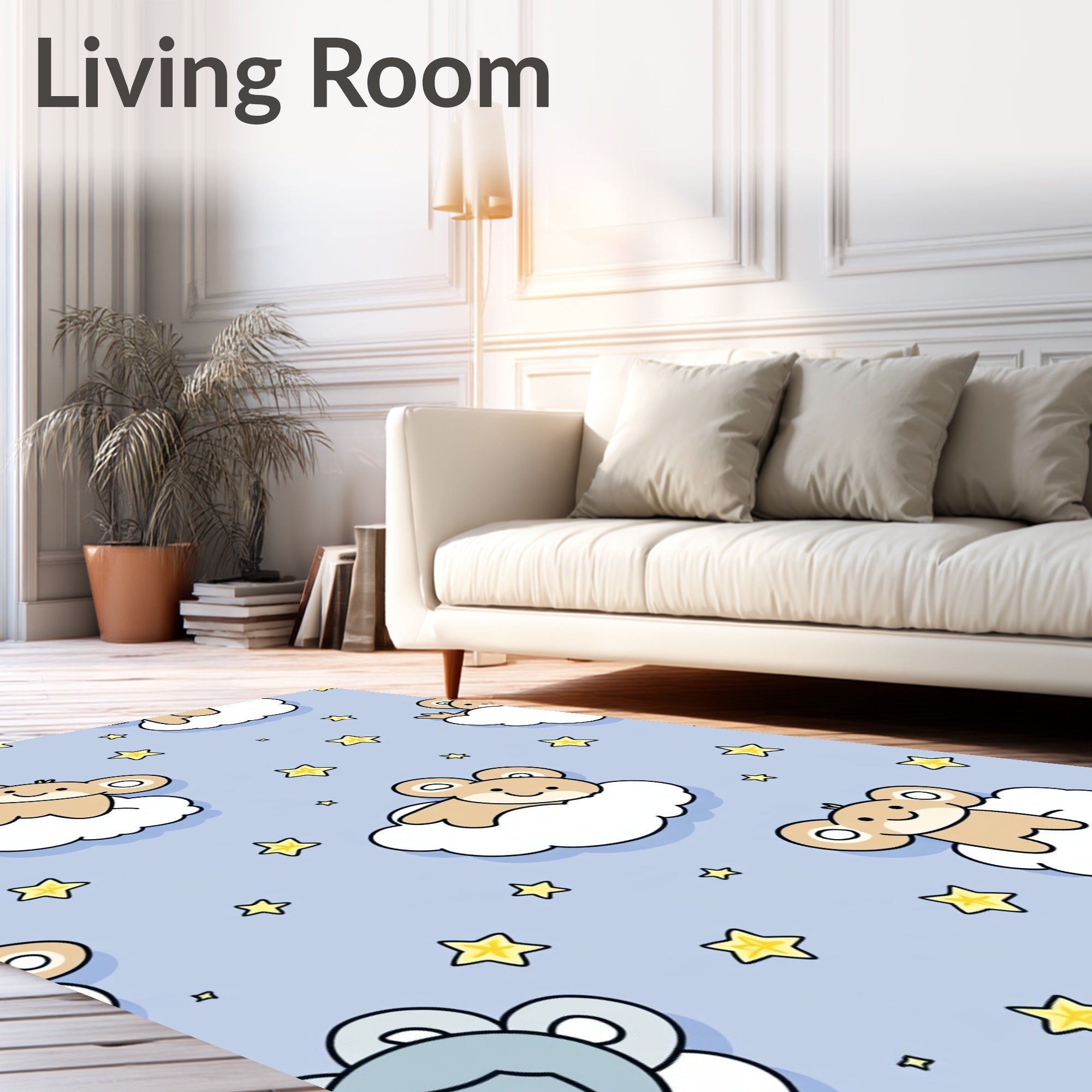 Cute Sleeping Bears Starry Sky Rug