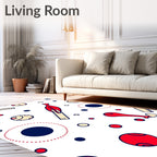 Red Bone And Circles Scatter Rug