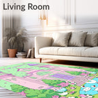 Pastel Pink Castle Swan Garden Rug