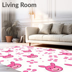 Pink bunnies with polka dots Rug