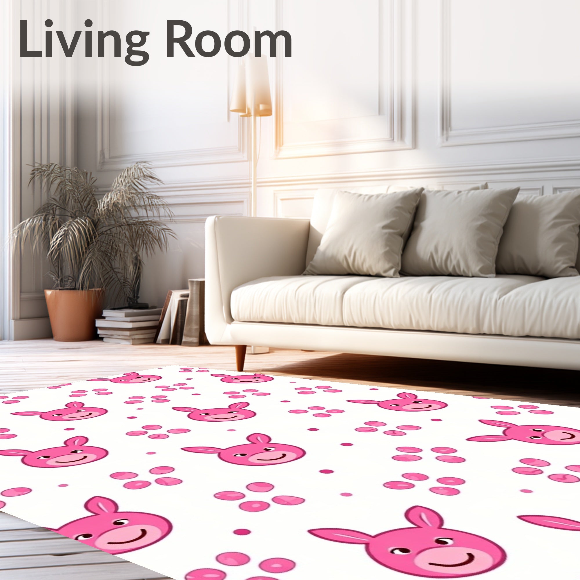 Pink bunnies with polka dots Rug