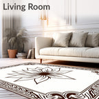 Ornate Brown Lotus Frame Rug