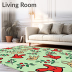 Red Tan Bunny Berry Branches Rug