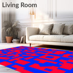 Crimson Blue Geometric Labyrinth Art Rug