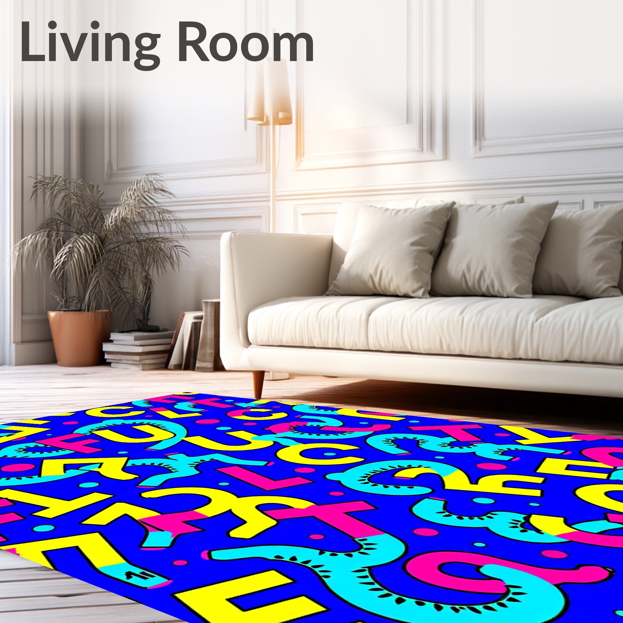 Retro Neon Letter Explosion Rug