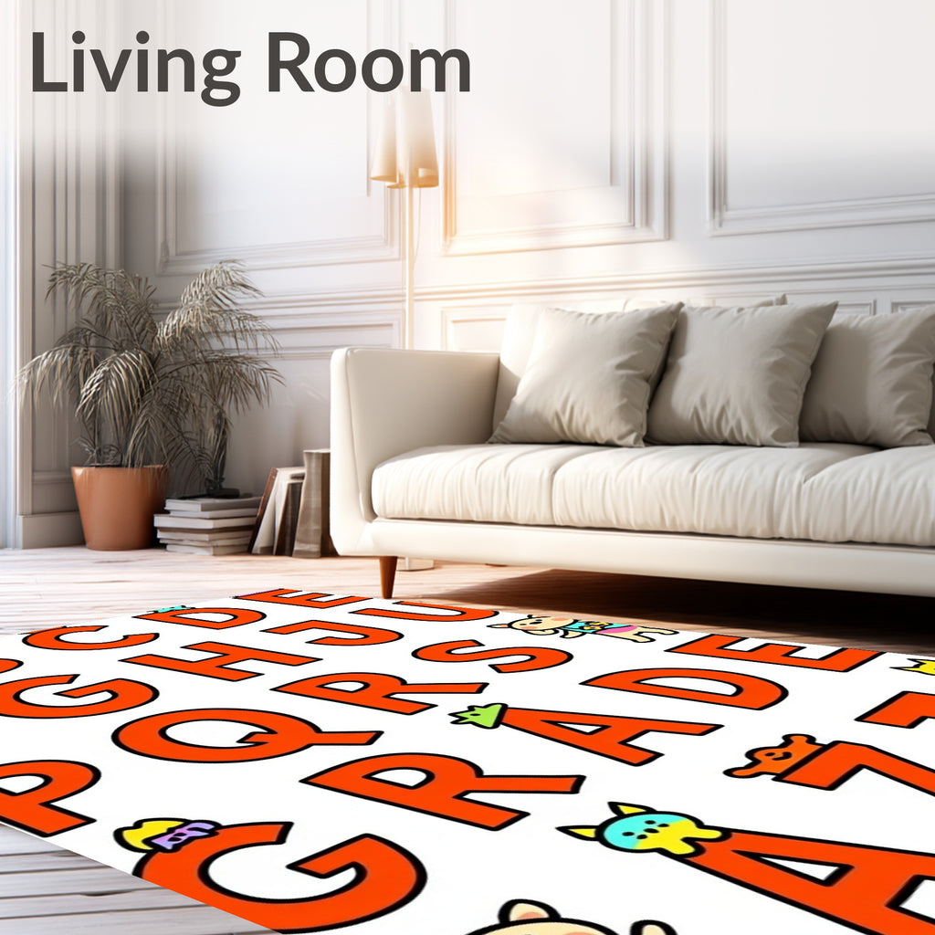Playful alphabet rug with cute characters Rug