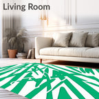 Vibrant Green Swoosh Abstract Rug