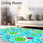 Playful Teal Green Turtle Creature Rug