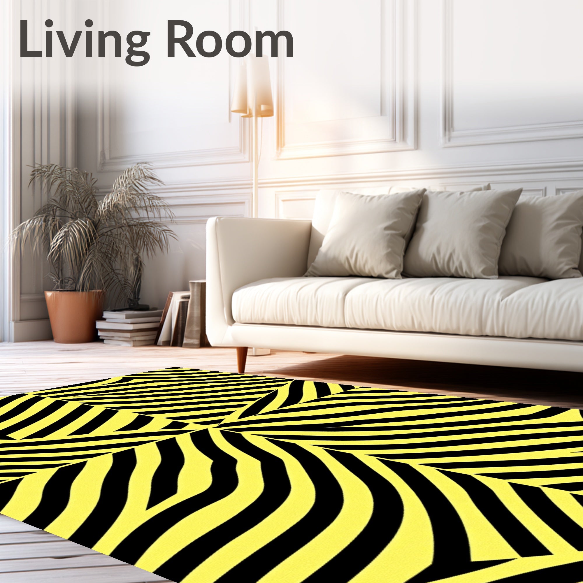 Bold Yellow Black Zebra Stripe Rug