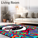 Groovy Pug with Red Glasses Bowtie Rug