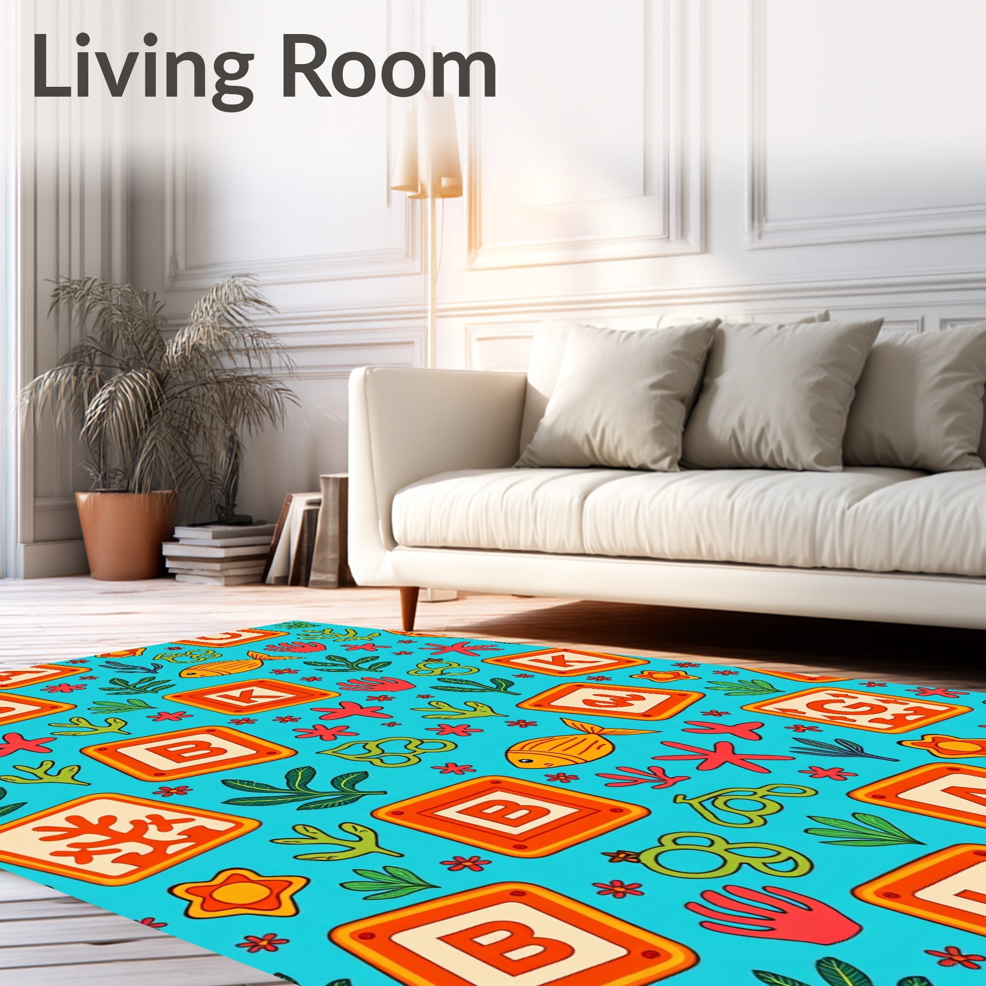 Playful Aquatic Alphabet Blocks Rug