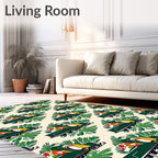 Tropical Toucans Green Foliage Cream Rug