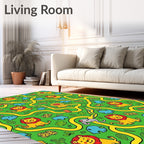 Jungle Safari Playful Lions Elephants Maze Rug