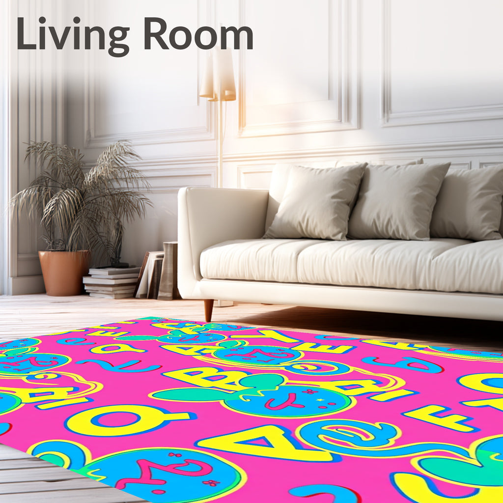 Playful Pink Alphabet Characters Rug