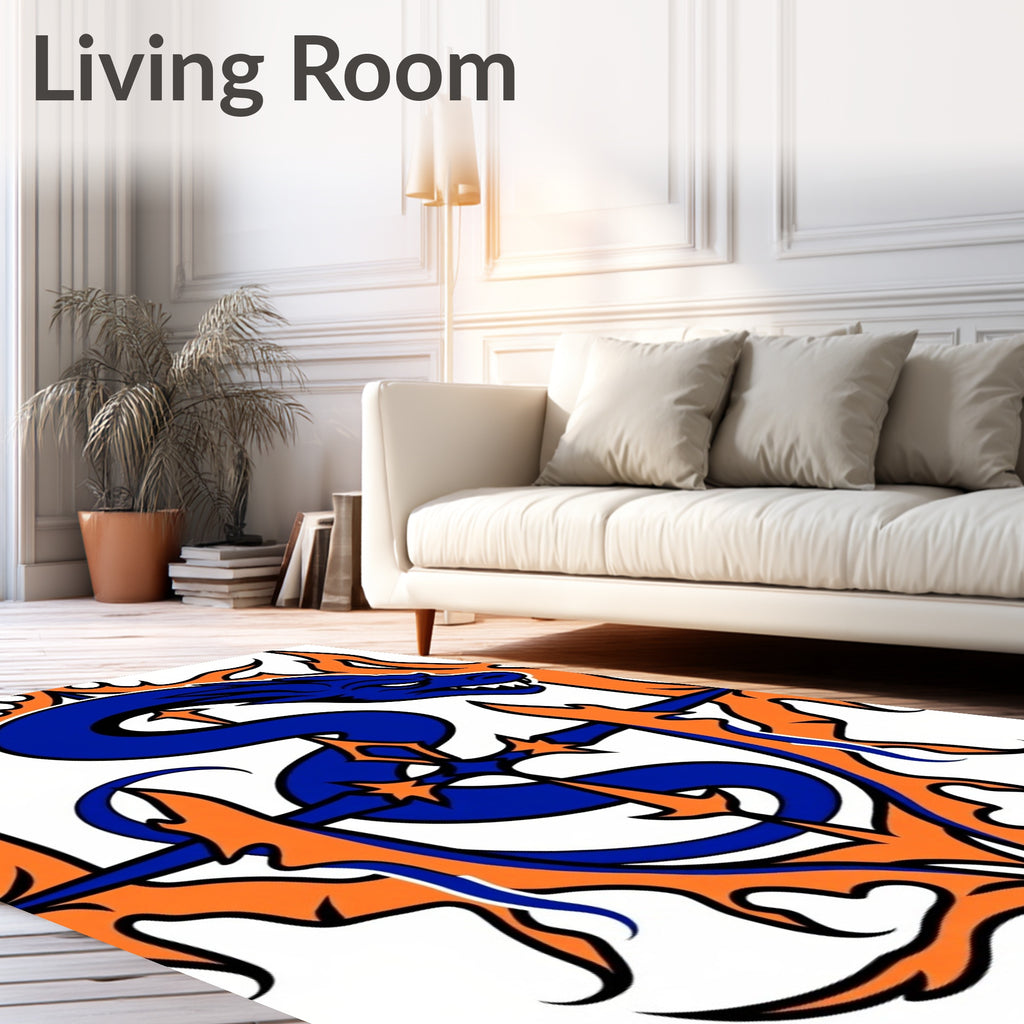 Blue Dragon Orange Flame Emblem Rug