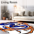 Blue Dragon Orange Flame Emblem Rug